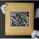 RACZYŃSKI, Stanisław (1903–1982). Woodcut. Hurdle Race. Sports in Prints — 1954 [very rare, 15 x 19.5 cm]