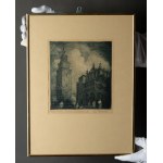 Władysław ZAKRZEWSKI (1903–1944) – Kraków. City Hall and the Cloth Hall – Copperplate engraving – 1930s.