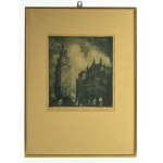 Władysław ZAKRZEWSKI (1903–1944) – Kraków. City Hall and the Cloth Hall – Copperplate engraving – 1930s.