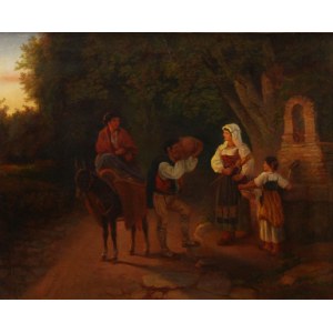 Augusto Ferri, Halte près de la fontaine, vers 1860.