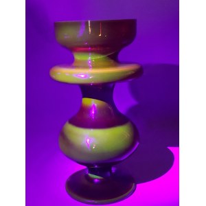 Zbigniew Horbowy H.S. Sudety Economic Association Uranium Glass Candleholder—A One-of-a-Kind Piece!