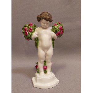 Rosenthal Porcelain: Putto Figurine with Bouquets of Roses, 1927