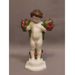 Rosenthal Porcelain: Putto Figurine with Bouquets of Roses, 1927