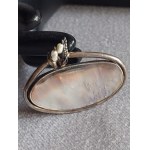 Artistic Silver Brooch / "Pond" Brooch with Mother-of-Pearl and Pearls