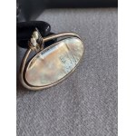 Artistic Silver Brooch / "Pond" Brooch with Mother-of-Pearl and Pearls