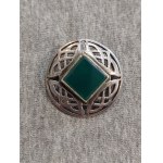 Celtic-Style Brooch: Silver with Green Agate