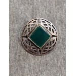 Celtic-Style Brooch: Silver with Green Agate