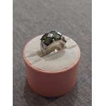 Silver Ring with Green Zirconia Stones