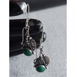 Designer Silver Earrings with Malachite