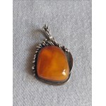 Handcrafted Silver Pendant with Amber, Gdańsk