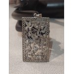 Large Openwork Silver Pendant with Zirconia
