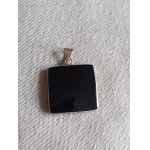 Large Silver Pendant with Onyx