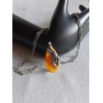 Original Silver Necklace with Natural Milky Amber