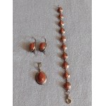 Silver Jewelry Set with Desert Sand: Bracelet + Earrings + Pendant