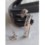 "Openwork" Silver Jewelry Set: Bracelet + Earrings + Ring