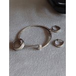 Silver Jewelry Set with Zirconia: Bracelet + Earrings + Ring