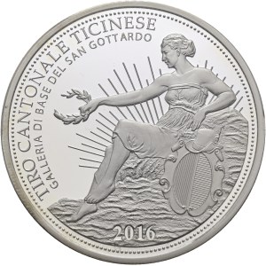 Switzerland - Ticino - 50 Francs 2016, Schützentaler - San Gottardo Base Tunnel - NGC PF 70 ULTRA CAMEO - Switzerland, 50 Francs Swiss Shooting Thaler, San Gottardo Edition