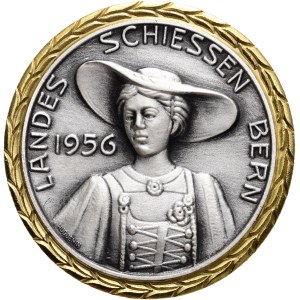 Switzerland - Bern - Silver Brooch, 1956 - Bern, State Shooting Competition - Switzerland, Swiss Shooting Medal