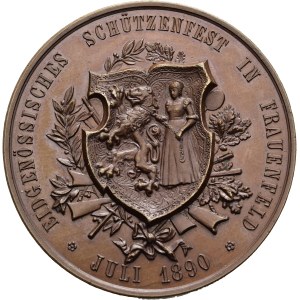 Schweiz - Thurgau - Kupfermedaille 1890 - Frauenfeld, Eidgenössisches Schützenfest - Switzerland, Swiss Shooting Medal
