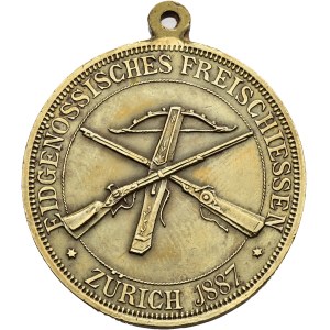Switzerland - Zurich - Bronze Medal 1887 - Zurich, Swiss National Shooting Competition - Switzerland, Swiss Shooting Medal