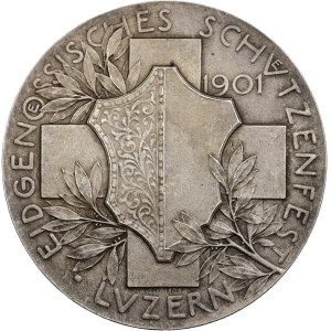 Switzerland - Lucerne - Silver Medal 1901 - Lucerne, Swiss National Shooting Festival - Switzerland, Swiss Shooting Medal