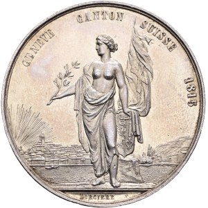 Schweiz - Genève / Genf - Silbermedaille 1851 - Genève, Tir fédéral - Switzerland, Swiss Shooting Medal