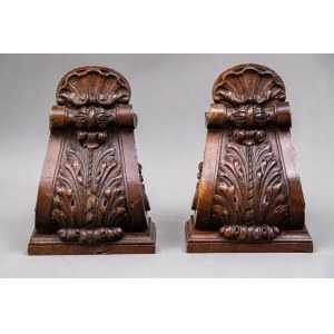 A pair of wooden consoles, 19th century