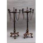 A pair of five-candle candelabras, 19th century