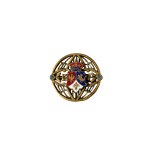 A pin featuring the coats of arms of the Three Nations beneath a royal crown, 19th century.