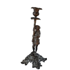 A pair of bronze candlesticks, 19th century