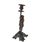 A pair of bronze candlesticks, 19th century