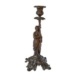 A pair of bronze candlesticks, 19th century