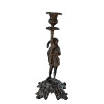A pair of bronze candlesticks, 19th century