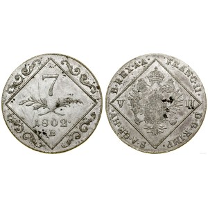 Austria, 7 kreuzer, 1802 B, Kremnica