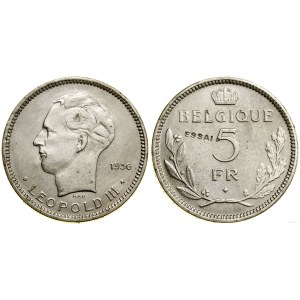 Belgium, 5 francs - proof, 1936