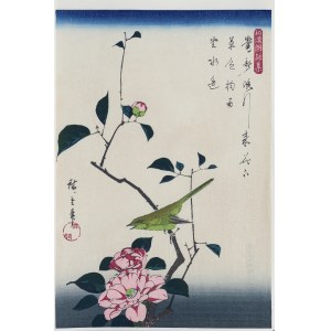 Utagawa Hiroshige (1797 - 1858), Kamelia i słowik, z serii: Wiersze japońskie i chińskie do recytacji, wyd. Oedo Mokuhansha, Tokio/Japonia, okres Showa, po 1960 r.