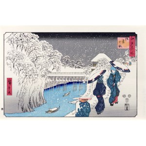 Utagawa Hiroshige (1797–1858), Ochanomizu in the Snow, from the series: Famous Places in Edo, published by Yuyudo, Tokyo, Japan, Showa period, after 1960.