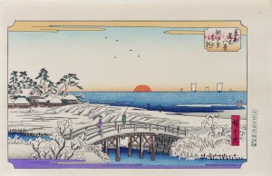 Utagawa Hiroshige (1797 - 1858), Susaki o poranku po opadach śniegu, z cyklu: Osiem śnieżnych scen we Wschodniej Stolicy, wyd. Oedo Mokuhansha, Japonia, okres Showa, po 1960 r.