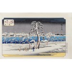 Utagawa Hiroshige (1797 - 1858), Nabrzeże rzeki Sumida, z cyklu: Osiem śnieżnych scen we Wschodniej Stolicy, wyd. Oedo Mokuhansha, Tokio/Japonia, okres Showa, po 1960 r.