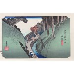 Utagawa Hiroshige (1797 - 1858), Okabe - góra Utsu, z serii: Pięćdziesiąt trzy stacje na gościńcu Tōkaidō, wyd. Yuyudo, Tokio/Japonia, okres Showa, po 1960 r.