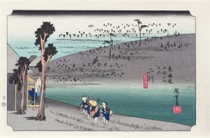 Utagawa Hiroshige (1797 - 1858), Futagawa - Małpie Wzgórze, z serii: Pięćdziesiąt trzy stacje na gościńcu Tōkaidō, wyd. Yuyudo, Tokio/Japonia, okres Showa, po 1960 r.