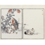 Kōno Bairei (1844-1895), Kogut, kury i kwitnąca malwa, wyd. Ōkura Magobei, Tokio/Japonia, 1881 r.