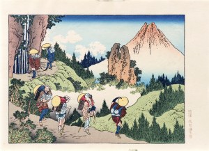 Katsushika Hokusai (1760-1849), Góra Fuji w pobliżu świątyni Taisekiji, z serii: Sto widoków Góry Fuji, wyd. Takamizawa, Tokio/Japonia, okres Showa, ok. 1960 r.