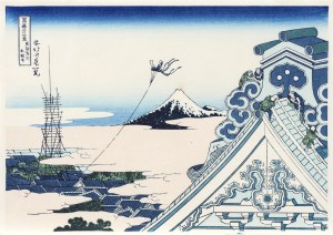 Katsushika Hokusai (1760-1849), Świątynia Honganji w Asakusa, z serii: Trzydzieści sześć widoków góry Fuji, wyd. Bijutsusha, pod nadzorem Muzeum Narodowego w Tokio, Japonia, okres Showa po 1960 r.