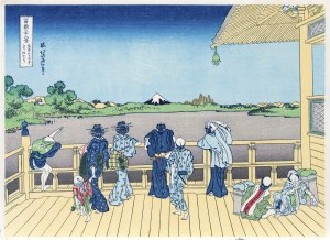 Katsushika Hokusai (1760-1849), Pawilon Sazai w świątyni Gohyakurakan, z serii: Trzydzieści sześć widoków góry Fuji, wyd. Bijutsusha, pod nadzorem Muzeum Narodowego w Tokio, Japonia, okres Showa po 1960 r.
