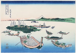 Katsushika Hokusai (1760-1849), Wyspa Tsukuda w prowincji Musashi, z serii: Trzydzieści sześć widoków góry Fuji, wyd. Bijutsusha, pod nadzorem Muzeum Narodowego w Tokio, Japonia, okres Showa po 1960 r.