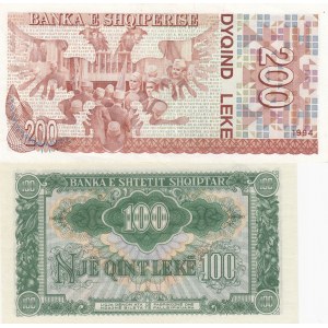 Albania, 100 Leke and 200 Leke, 1957/1992, UNC, p30, p52, (Total 2 banknotes)