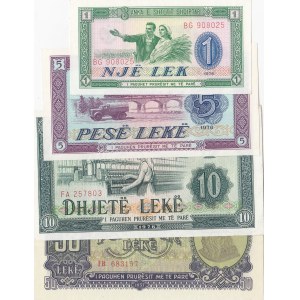 Albania Lek, 5 Leke, 10 Leke and 50 Leke, 1944/1976, UNC, p40, p42, p43, p25, (Total 4 banknotes)