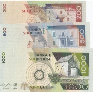 Albania, 200 Leke, 500 Leke and 1.000 Leke, 2011/2015, UNC, p71, p72, p73b, (Total 3 banknotes)