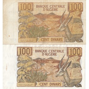 Algeria, 100 Dinars, 1970, VF / XF, p128, (Total 2 banknotes)